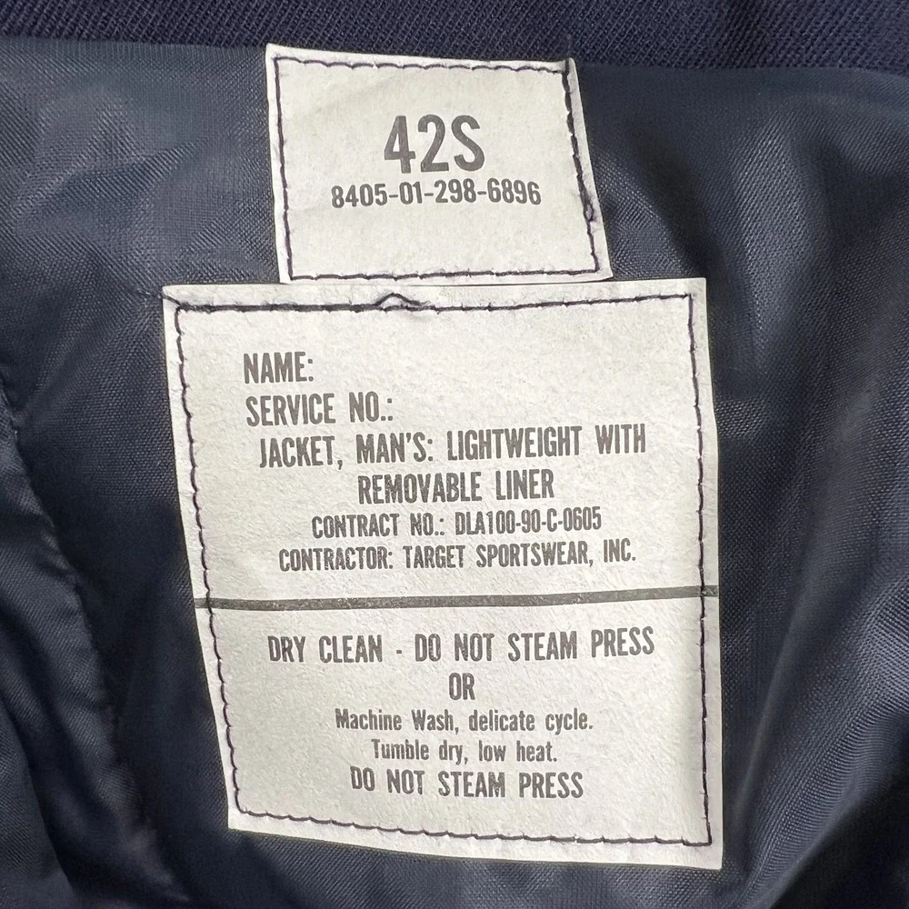 Target Sportswear Military Jacket Mens 42S Navy Blue Lightweight Removable Liner
